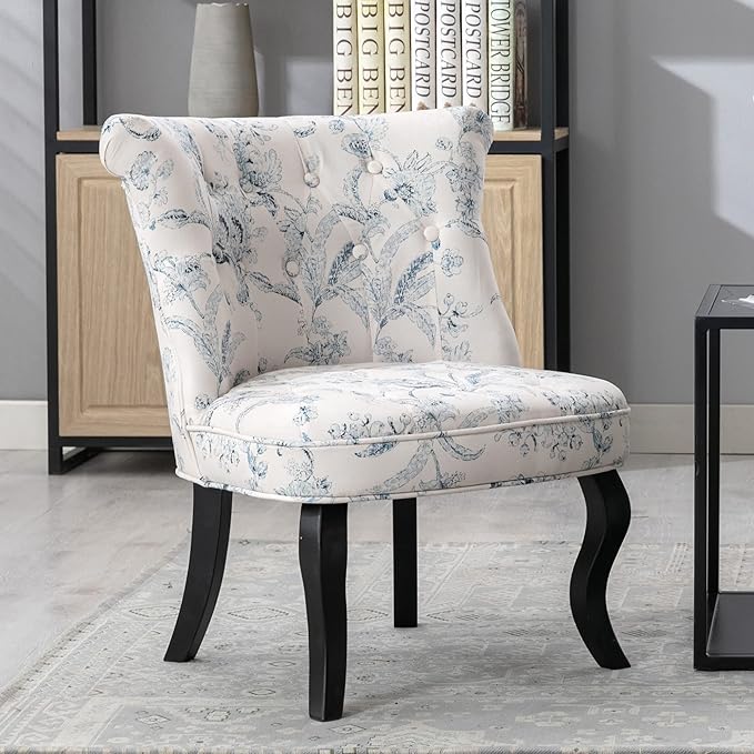 Traditional Cloth Chair Printed Suitable for Living Room Bedroom/Home Office White/Blue/Flowers 1pcs/ctn