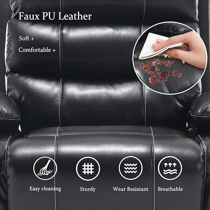 Faux Leather Electric Recliner Lift Chair with Massage and Heat for Elderly Adult Power Lift Recliners Chairs with Cupholders Side Pockets for Living Room Bedroom Lounge