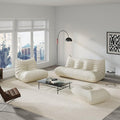 Comfy Lazy Floor Sofa CouchSoft Armless ChairFaux Leather Lounge ChairCorner Relax Sofa Couch for Living Room BedroomSalon OfficeAdults(Cream White)