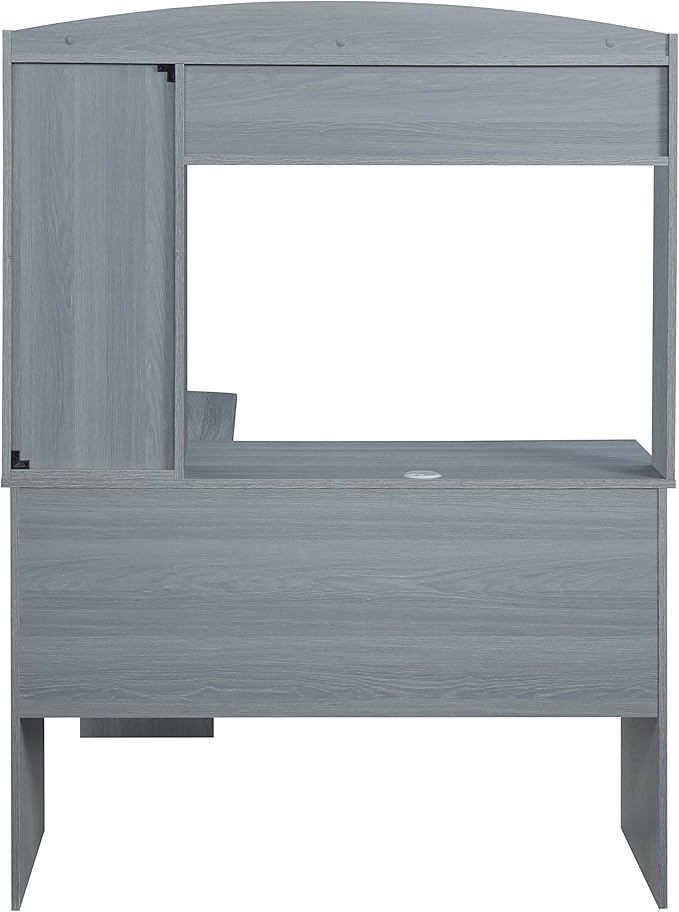 Techni Mobili Modern Hutch L-Shaped Computer Desk Grey