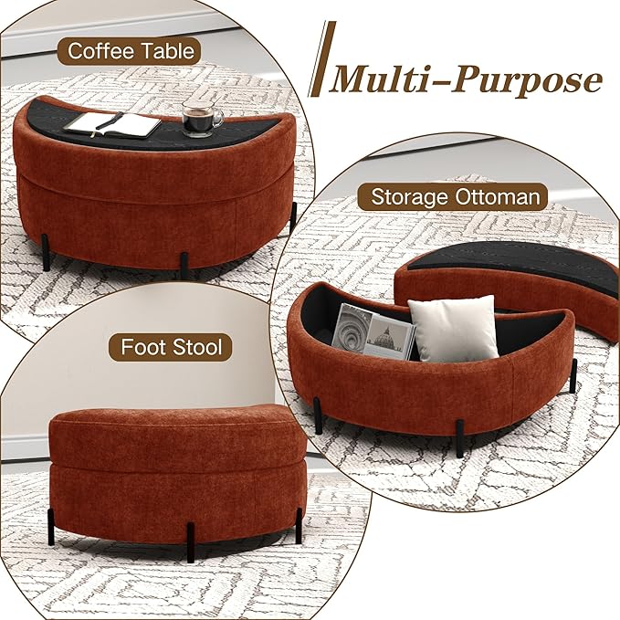 Mlmh &amp Kngwa Oversized Swivel Chair with Ottoman 40.4 inch Round Swivel Accent Chair and A Half Moon Ottoman with 3 Pillows Chenille Cozy Reading Chairs for Bedroom Living Room Terracotta
