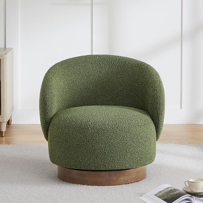 Swivel Accent Chair Round Barrel Armchair Upholstered Performance Fabric for Living Room Bedroom Reading Waitingroom1 PCSMoss Green