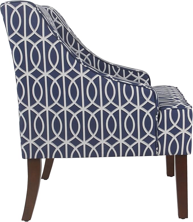 Homepop Home Decor Upholstered Classic Swoop Arm Accent Chair Accent Chairs for Living Room &amp Bedroom Decorative Home Furniture Classic Navy Geometric