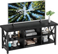 GreenForest TV Stand for TV up to 65 inches Entertainment Center with 6 Storage Cabinet for Living Room 55 inch Farmhouse Television Stands Console Table Industrial TV stands for Living Room Black