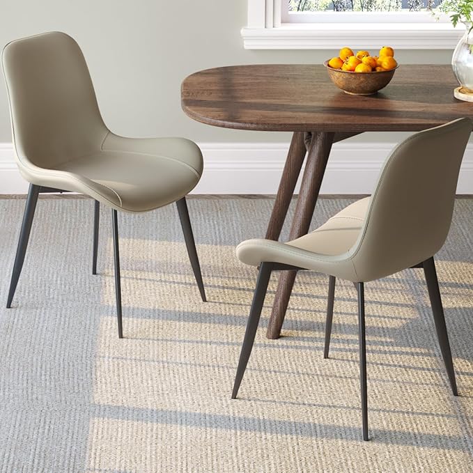 Dining Chair Set of 4 Faux Leather Accent Side Chair with Padded Back Metal Legs for Living Room for Living Room Bedroom Offices