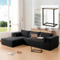 112 Modular Cloud Couch Sectional with Side TableBoneless Couch with Boucle FabricCompressed Foam Sectional Sofa with Left Facing ChaiseL-Shaped Sofa for Living RoomNo Assembly RequiredBlack