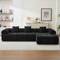 119'' Boneless Curved Sectional Couch Cloud Deep Seat L Shaped Sofa with Right Chaise LoungeModular Compression Couch for Living Room No AssemblyBlack