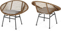 Christopher Knight Home Aleah Indoor Woven Faux Rattan Chairs with Cushions (Set of 2) Light Brown and Beige Finish