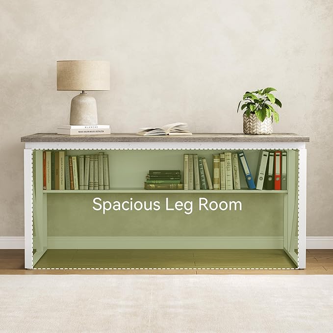 LITTLE TREE 63-Inch Office Desk with 31.5-Inch Lateral File Cabinet Study Writing Desk Computer Desk for Home Office