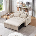 Pull Out Sofa Bed 55.9 Convertible Sofa Bed with 360°Swivel Phone Holderm Two Side Pockets Two Cup Holders 3 Level Adjustable Backrest Bella Fabric Loveseat Sofa (Beige * Loveseat90)