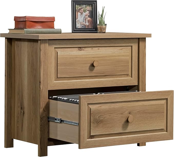 Lateral 2 Drawer Small File Cabinet with Lock Under Desk Locking Storage Drawers Organizer for Home Farmhouse Office Filing CabinetsBrown