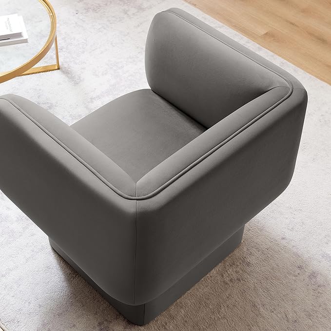 Modway Tate Performance Velvet Accent Chair in Storm Gray - Upholstered Club Chair - Modern Barrel Armchair - Comfy Reading Leisure Chair for Living Room Bedroom Office