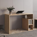 Solid 47 Wide Four Shelves Writting Desk Home Office Living Room Gamer Desk Natural Oak LJ646