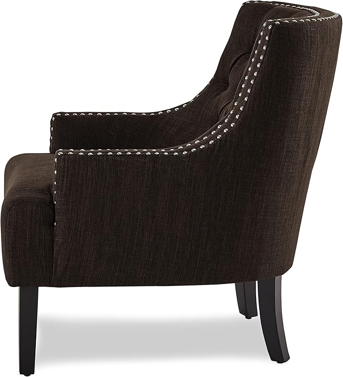 Lexicon Accent Chair Reading Chair Comfy Chair for Bedroom Upholstered Armchair with Solid Wood Frame Tufted Cushion Nail Head Trim Single Sofa Chair for Living Room Office Chocolate Chenille