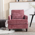 Mid Century Modern Fabric Accent ChairRed for Living Room Upholstered Armchair with Soft Cushions and Comfort Backrest for Living Room BedroomApartmentStudioOfficeWaiting Room