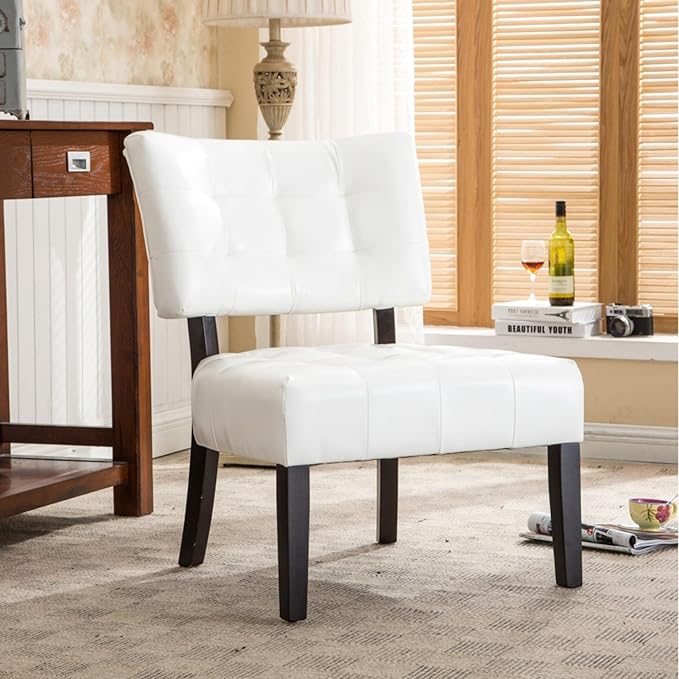 Contemporary Tufted Oversized Accent Chair with Plush Boucle Fabric and Faux Leather Options Kiln-Dried Hardwood Frame Deep Cushion Seat Ergonomic Back Support Versatile Living Room Chair (Ivory)