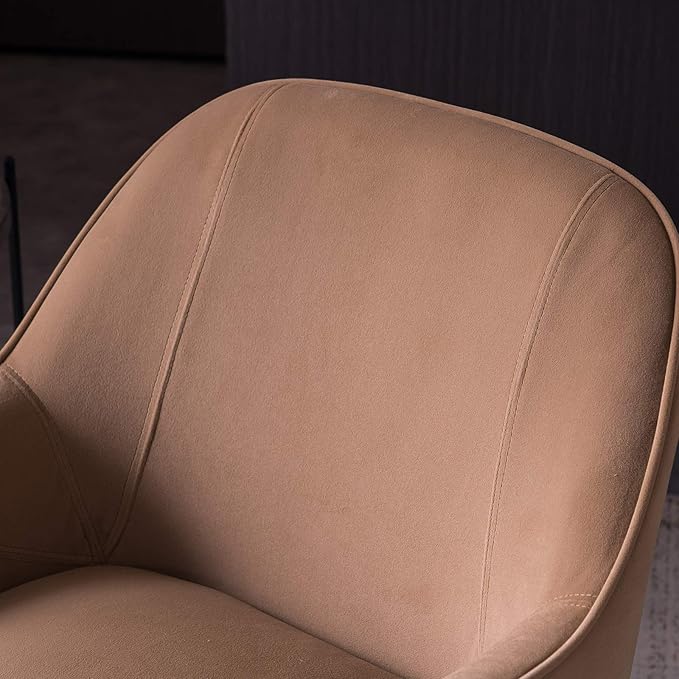 Modern Ergonomics Soft Velvet Fabric Material Accent Chair with Gold Legs and Adjustable Feet Screws for Indoor Home Living RoomCoffee Brown