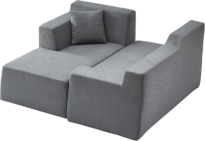 KEIKI 96 L-Shaped Corduroy Modular Sectional Sofa with Left Chaise Lounge &amp High Back &amp High Resilience Cushion Modern Oversized Convertible 3-Seater Couch Easy Assembly for Living Room D