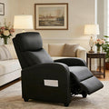 HealSmart Push-Back Reclining Chair Adjustable PU Leather Lounge Seat Comfortable Single Seater for Living Room Bedroom &amp Home Theater Black