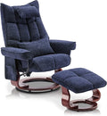 MCombo Swivel Recliner with Ottoman TV Chair Sets with Vibration Massage Ideal for Small Space Living Room &amp Bedroom 4188 (Blue)