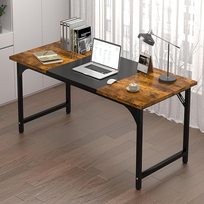 AZN Office Desk Office Desk 47'' Carbon Fiber Desktop Computer Desk 24'' Wide Computer Desk w/Large Legroom Home Office Desks for Work Writing Study Gaming Waterproof &amp Scratch-Resistant Surf