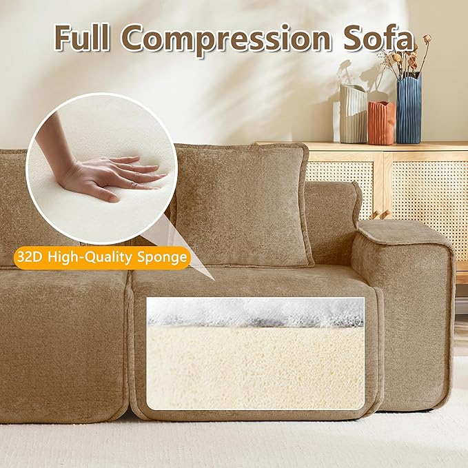KEIKI 3Seat Modular Boneless Velvet Sofa Couch for Rustic Home Small Space Style Conscious Rustic Homeowners Warm Inviting Comfy Supportive Rest Space Elegant Premium Premium Design