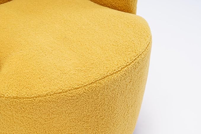 Swivel Barrel Accent Chair Modern Teddy Upholstered 360° Swivel Chair Leisure Chair Single Sofa for Adults Teens for Living Room Hotel Bedroom Office Coffee Shop (Yellow + Upholstered + Foam)