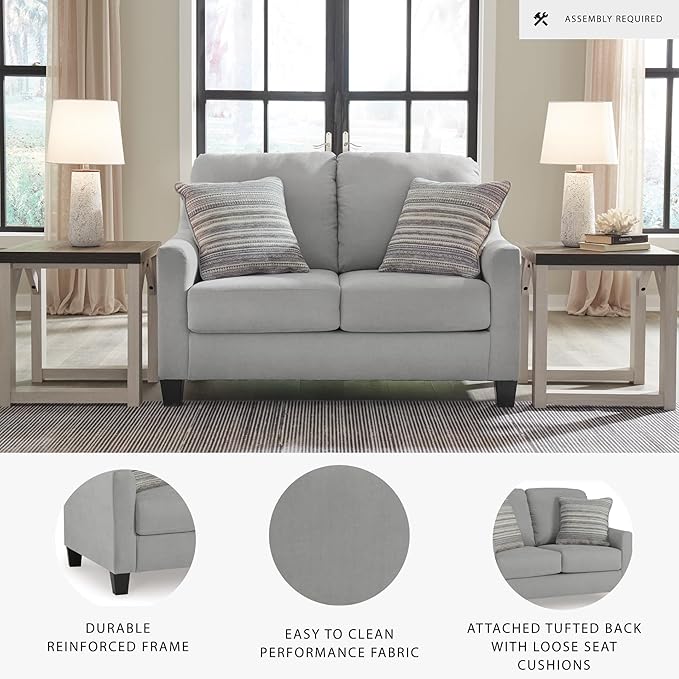 Signature Design by Ashley Adlai Casual Loveseat with 2 Toss Pillows Light Gray