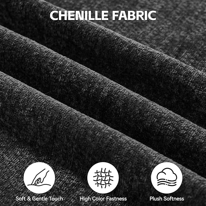 35 Boneless Ottoman Chenille Modular Sectional Cloud Couch Ottoman Comfy Upholstered Footrest for Living Room Bedroom Apartment Dark Gray