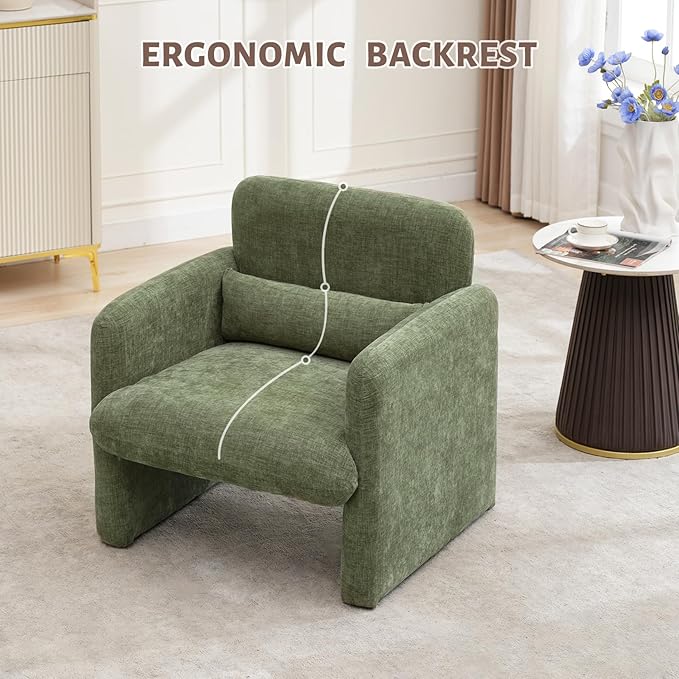 GAOMON Modern Accent Chair with Arms 28.5 W x 27 D Chenille Upholstered Single Seater Sofa Chair Comfy Armchair for Living Room Bedroom Office Apartment - Green