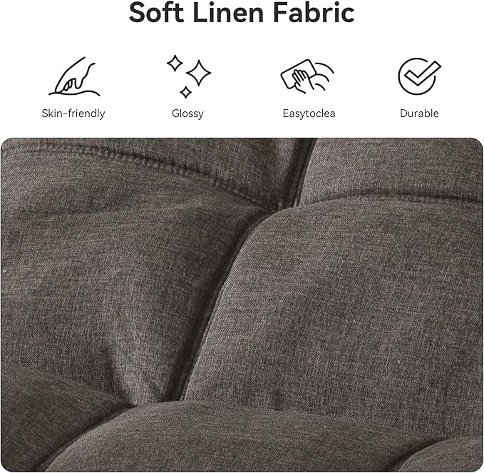 Vipbear 71 Convertible Futon Sofa BedGrey Linen Fabric Futon Couch with Detachable CushionAdjustable Backrest &amp ArmrestModern Loveseat Sleeper Recliner for Living RoomOfficeApartment