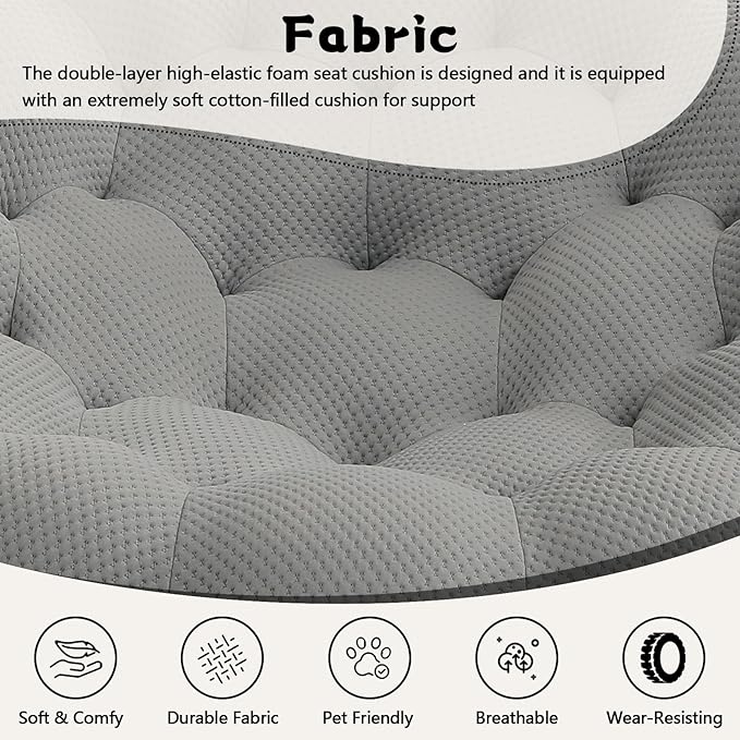 Bean Bag Grey Chair for Bedroom Small Comfy Chairs for Living Room Small Space Comfortable Corner Reading Chair for Adults/Teens No Assembly Required 350 LBS Capacity (Grey)