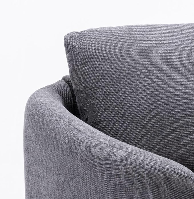 Modern Gray Linen Chair with Pocket Coil Seat for Living Room or Bedroom