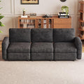 3 Seaters Modular Sectional Sofa 3 Seat Sofa Modern Sectional Couches with Deep Seats for Living Room Upholstered Couch with Soft Backrest 90.15 L Dark Grey (No Ottoman)