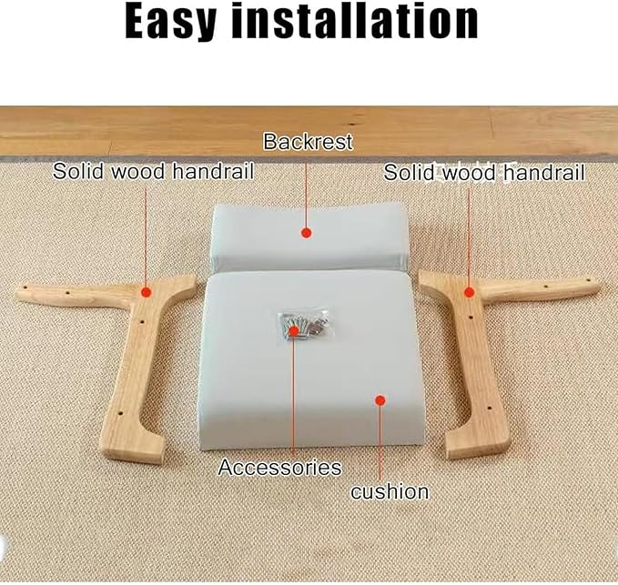 Japanese Floor Chair with Back SupportLow-Back Meditation Floor Seat with Soft CushionPortable Wood Armless Tatami Chair Meditation Living Room Bedroom Bay WindowReading