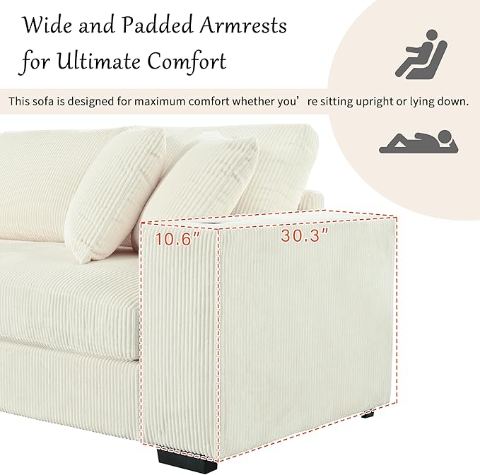 Ball &amp Cast Oversized L-Shaped Sectional Sofa with ChaiseLarge Comfy Upholstered Couch W/Thick CushionBuilt-in Cup Holders &amp Charging PortsWide &amp Thick Armrests &amp Seat Designfor Li