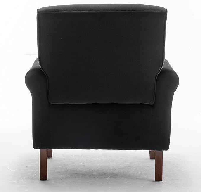 Classic Accent Armchair with Birch Wood Frame and Comfortable Rolled Armrests Arm Chairs for Living Room Bedroom and Office Decor Black
