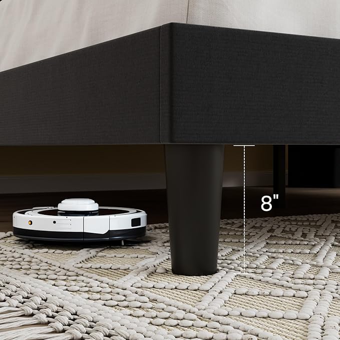 SHA CERLIN Full Size Velvet Upholstered Platform Bed Frame with Vertical Channel Tufted Wingback Headboard Wooden Slats Support Easy Assembly Under Bed Storage No Box Spring Required Black