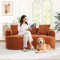 60 Curved Sectional Sofa for Small Spaces - Plush Chenille Modern Cloud Loveseat with Pocket Springs &amp Memory Foam Boneless Floor Couch for Living Room 27.6 Extra Deep Seat No Assembly (Orang