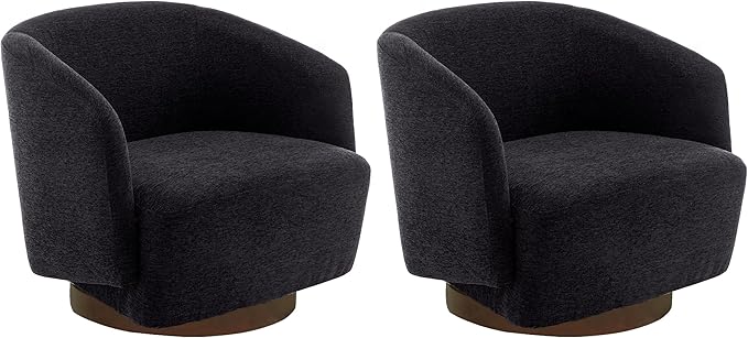 MINCETA Accent ChairModern Swivel Chairs for Living Room and Bedroom Reading with Wood BaseSet of 2Performance Fabric in Charcoal Gray