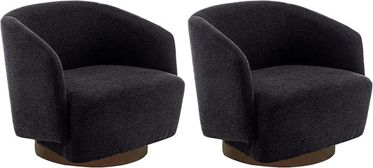 MINCETA Accent ChairModern Swivel Chairs for Living Room and Bedroom Reading with Wood BaseSet of 2Performance Fabric in Charcoal Gray