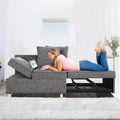 SEJOV Sofa Bed 4-in-1 Convertible Sofas &amp Couches 3-Seat Linen Fabric loveseat Sofa with 2 Throw Pillow Single Recliner for Small Space with 5 Adjustable Backrest Dark Grey