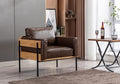 Generic Single Leisure Sofa Chair Living Room PU Leather Chair Modern Comfortable Leisure Armchair Light Brown