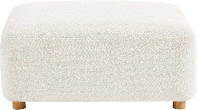 Modern Sherpa Boucle Ottoman Comfy Modular Cloud Couch Ottoman Apartment Cream White