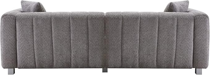 SZLIZCCC 87 Modern Upholstered Sofa Piano-Key Tufted Teddy Velvet Couch 3-Seater Comfortable Living Room &amp Office Sofa (Grey)