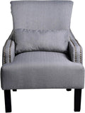 Pima Collection Contemporary Fabric Upholstered Nailhead Trim Living Room Club Accent Chair Grey