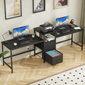 GYIIYUO 93'' Two Person Gaming Desk with Charging Station Long Desk with 3 Drawers and Printer Shelf Double Computer Desk 2 Person Writing Study Table Workstation for Home Office Black