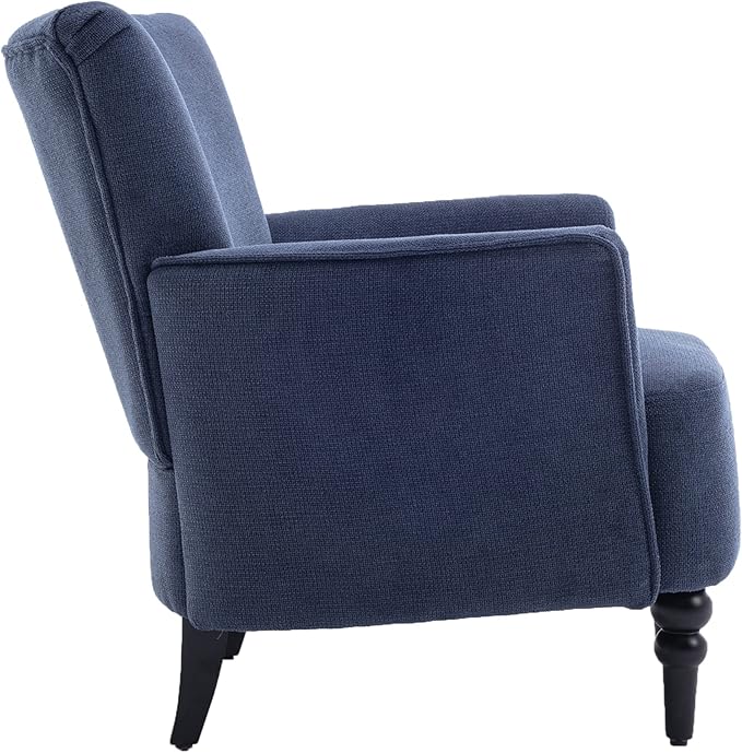 Armchair Modern Accent Sofa Chair with Linen SurfaceLeisure Chair with Solide Wood feet for Living Room Bedroom StudioBlue