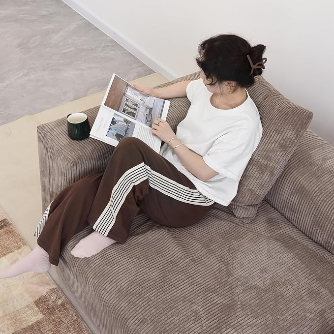 Sectional Couches for Living Room102inch Cloud Couch Modular Sectional SofaModern Corduroy Couch Love SeatCushion Covers Removable&amp Washable (Brown)