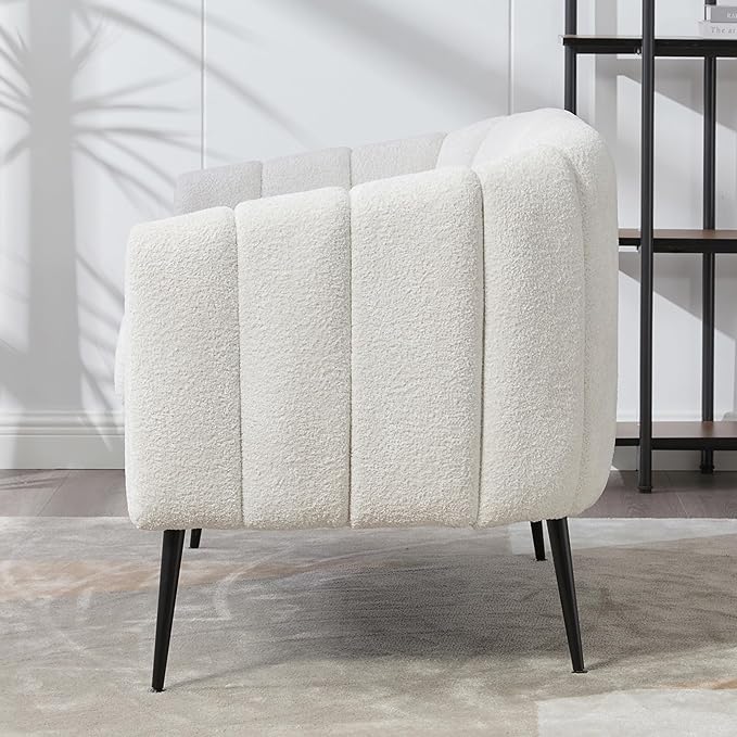 50.2 Inch Ivory Loveseats Boucle TextureChenille Small Couch for Small Spaces with Metal LegsModern Loveseat Sofa for Living Room and Bedroom with Comfortable Backrest and Armrest